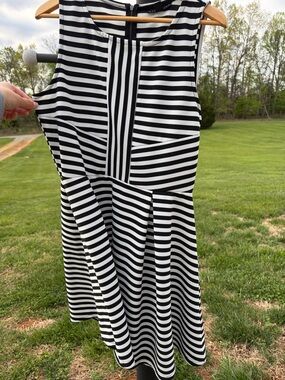 attention b&w striped sleeveless dress